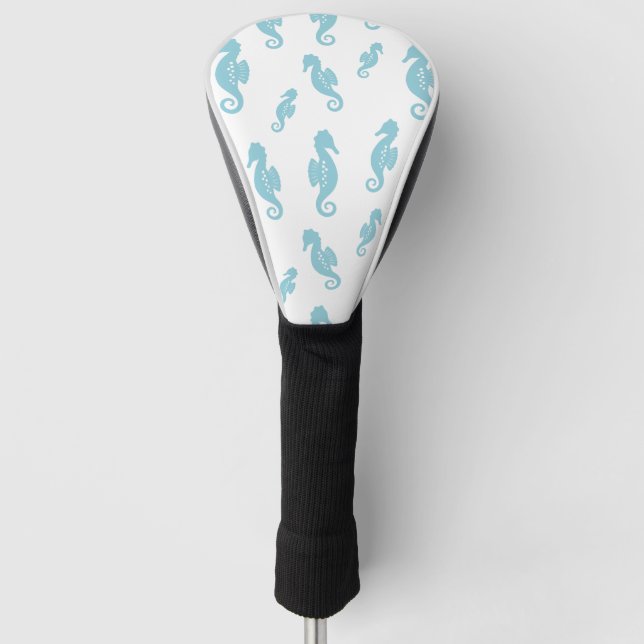 Minimalist Seahorse Ocean Seamless Pattern (1) Golf Head Cover (Front)