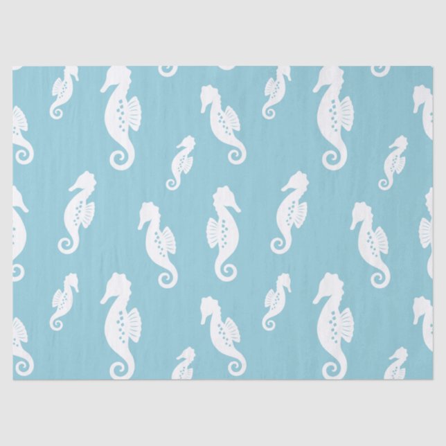 Minimalist Seahorse Ocean Seamless Pattern (2) Tissue Paper (Front)