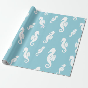 Minimalist Seahorse Ocean Seamless Pattern (2) Wrapping Paper