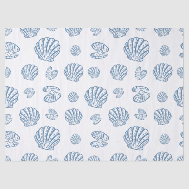 Minimalist Seashell Pearl Nautical Pattern Tissue Paper (Front)