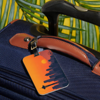 Minimalist Seattle Skyline at Sunset Modern Luggage Tag