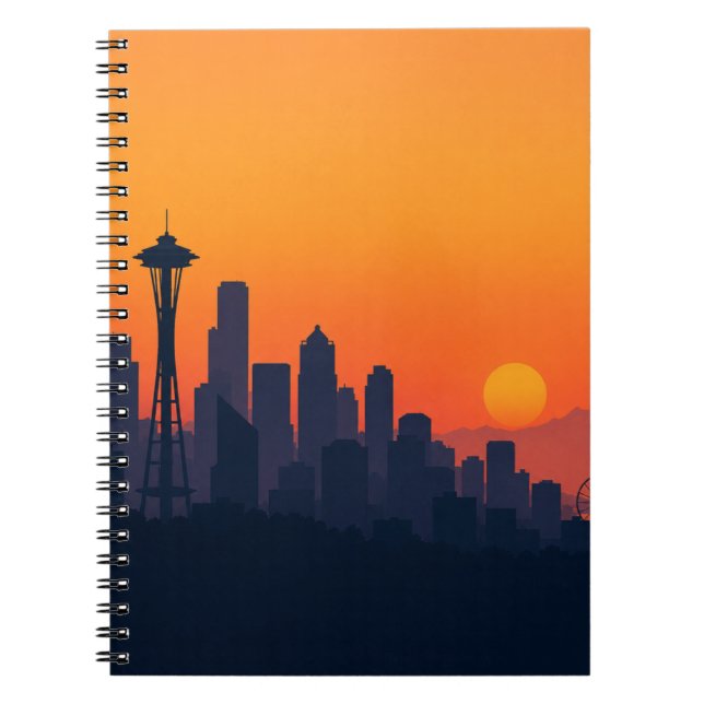 Minimalist Seattle Skyline at Sunset Modern Notebook (Front)
