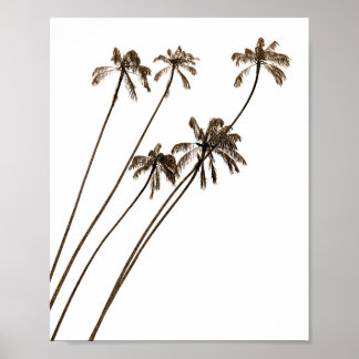 Minimalist Sepia Palm Trees Coastal  Poster