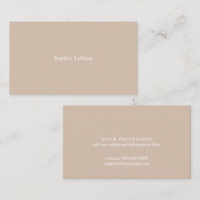 Minimalist serif name neutral warm oat  calling card (Front/Back)