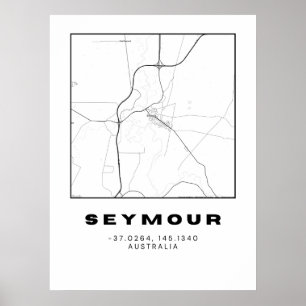 Minimalist Seymour Map with Coordinates Poster