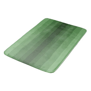 Minimalist Shades of Green Gradient Stripes Bath Mat