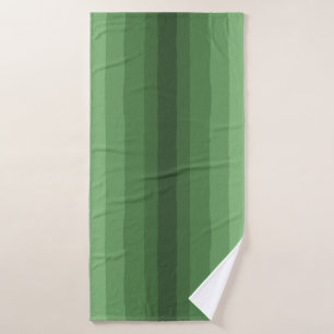 Minimalist Shades of Green Gradient Stripes Bath Towel Set