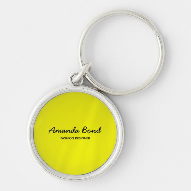Minimalist shadow yellow custom keychain (Front)