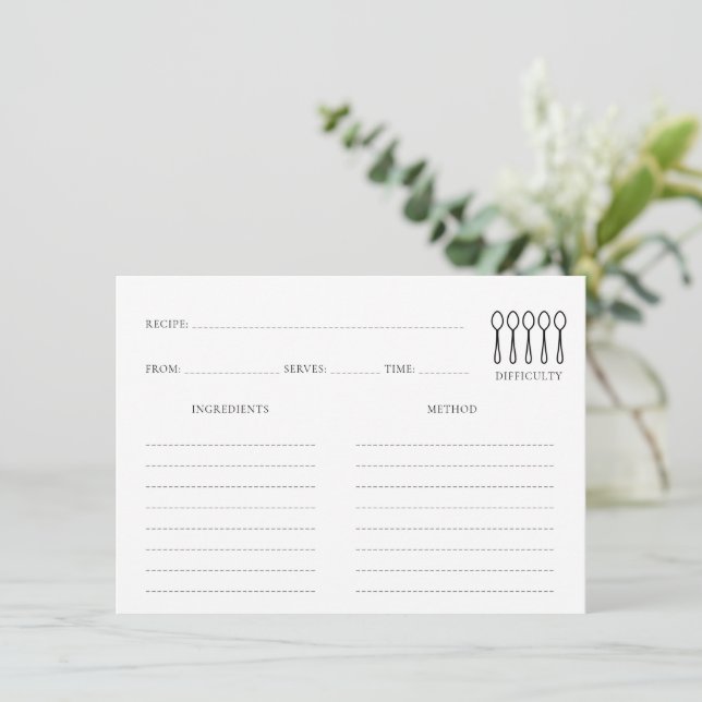 Minimalist Share a Recipe Enclosure Card (Standing Front)