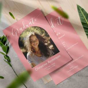 Minimalist She Did It Graduation Party Photo Invitation