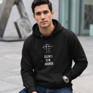 Minimalist Shhh Slogan Silence Is My Answer White Hoodie
