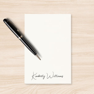 Minimalist Signature Script Monogram Cream Post-it Notes