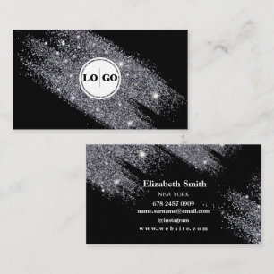 Minimalist Silver and  Black Business Card