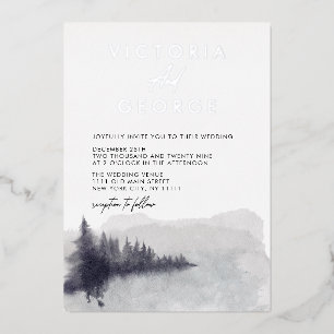 Minimalist Silver Black White Elegant Wedding