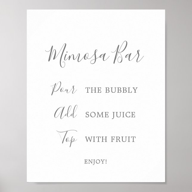 Minimalist Silver Bridal Shower Mimosa Bar Sign (Front)
