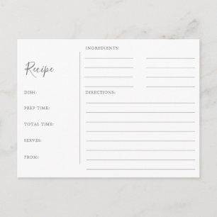 Minimalist Silver Bridal Shower Recipe Cards
