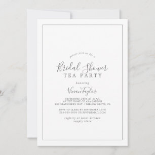 Minimalist Silver Bridal Shower Tea Party Invitation