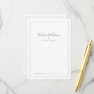 Minimalist Silver Bridal Shower Words of Wisdom Advice Card