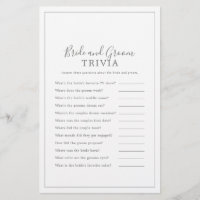 Minimalist Silver Bride and Groom Trivia Game