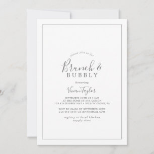 Minimalist Silver Brunch and Bubbly Bridal Shower Invitation
