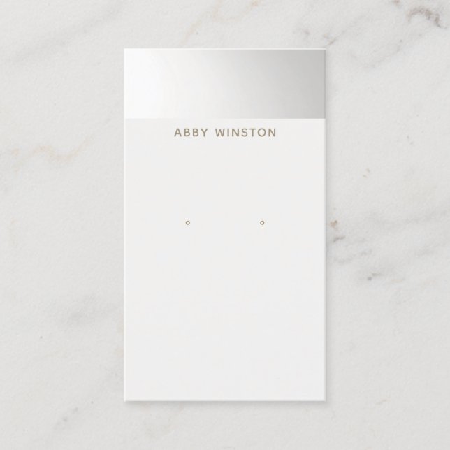 Minimalist Silver Earring Display Holder Business Card (Front)