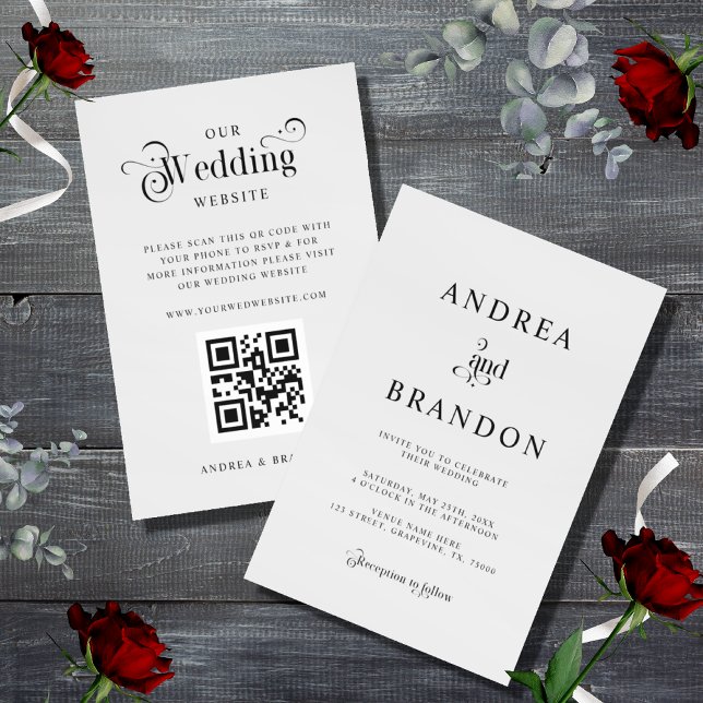 Minimalist Silver Grey QR Code Wedding All in One Invitation (Creator Uploaded)
