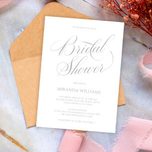 Minimalist Silver Handwritten Script Bridal Shower Invitation