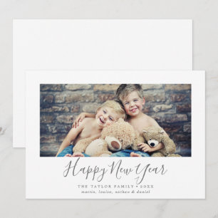 Minimalist Silver Happy New Year Landscape Photo Holiday Card
