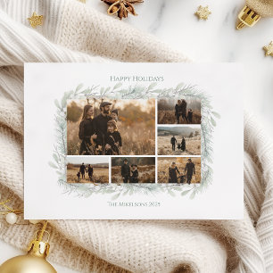 Minimalist Silver Pine Photo Christmas Holiday Card