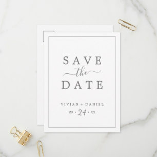Minimalist Silver Save the Date Invitation Postcard