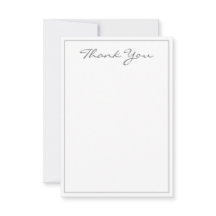 Minimalist Silver Script Thank You Flat Card