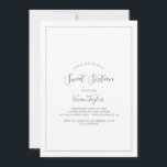 Minimalist Silver Sweet Sixteen Birthday Invitation<br><div class="desc">This minimalist silver sweet sixteen birthday invitation is perfect for a simple 16th birthday party. The modern romantic design features classic silver grey and white typography paired with a rustic yet elegant calligraphy with vintage hand lettered style. Customizable in any colour. Keep the design simple and elegant, as is, or...</div>