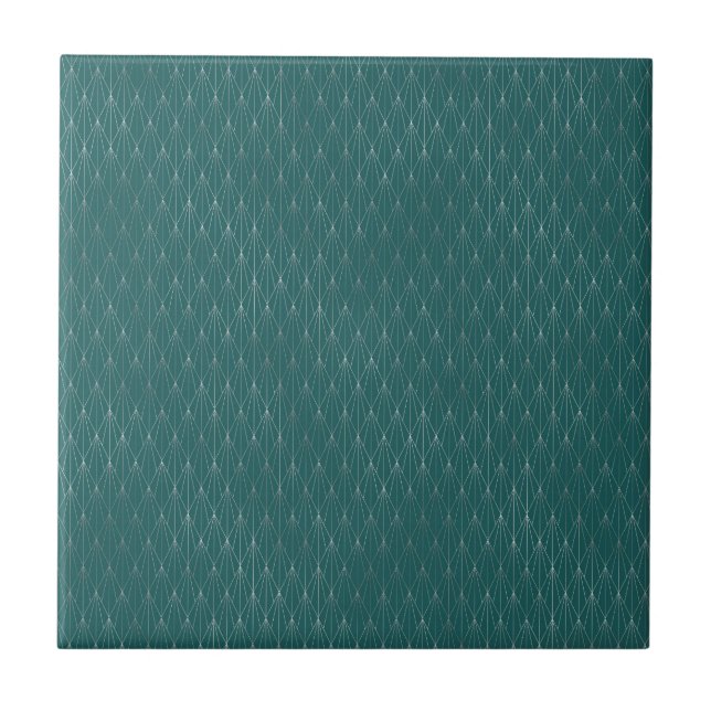 Minimalist Silver Teal Art Deco Tile (Front)