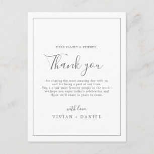 Minimalist Silver Thank You Reception Card