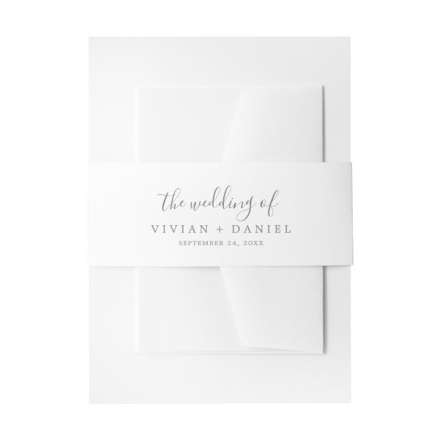 Minimalist Silver The Wedding Of Invitation Belly Band (Front Example)