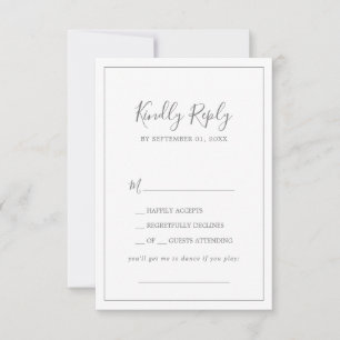 Minimalist Silver Wedding Song Request RSVP Card