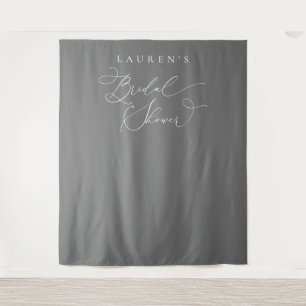 Minimalist SilverGray Bridal Shower Photo Backdrop Tapestry