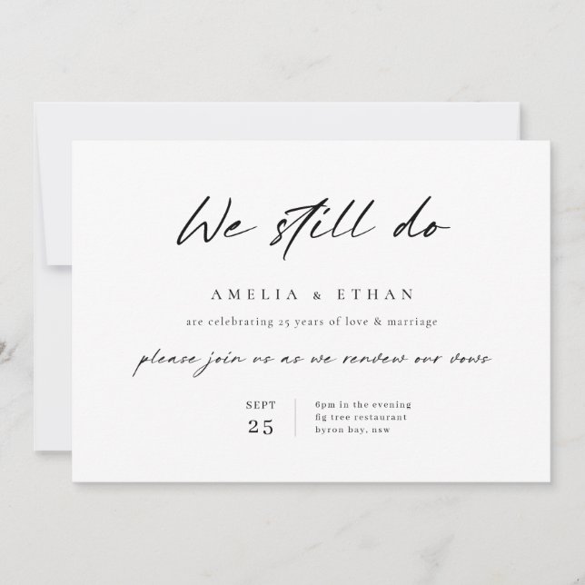 Minimalist simple 25th wedding anniversary invitation (Front)