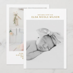 Minimalist Simple Baby Birth  Announcement Card