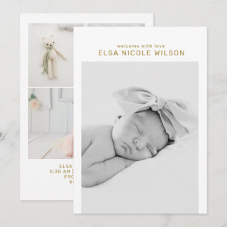 Minimalist Simple Baby Birth  Announcement Card