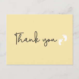 Minimalist simple Baby shower thank you Yellow Postcard