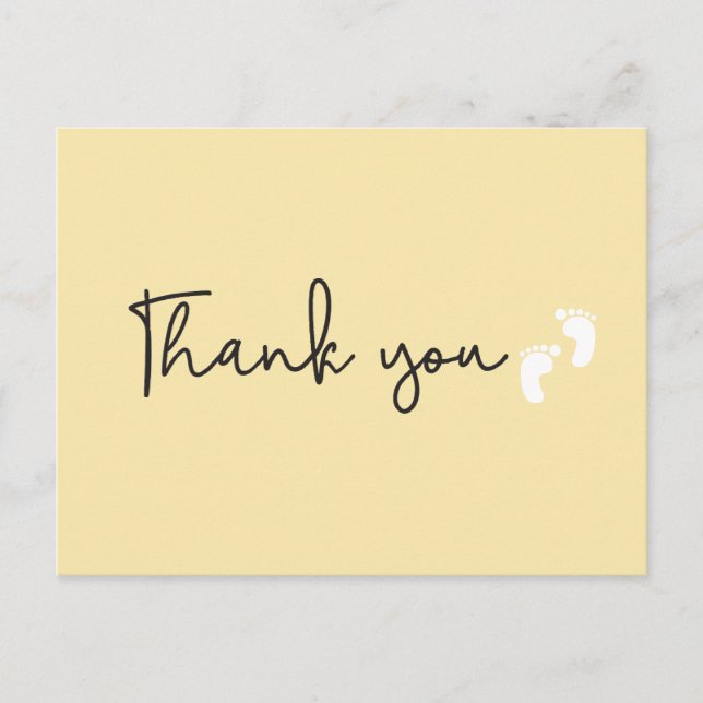 Minimalist simple Baby shower thank you Yellow Postcard (Front)
