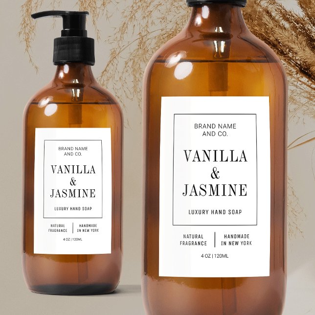 Minimalist Simple Bath Product Waterproof Label (minimalist apothecary style cosmetic bottle waterproof label with fully editable text & colors)