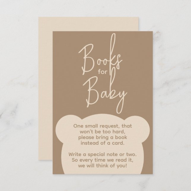 Minimalist simple bear Baby Shower Book request Enclosure Card (Front/Back)