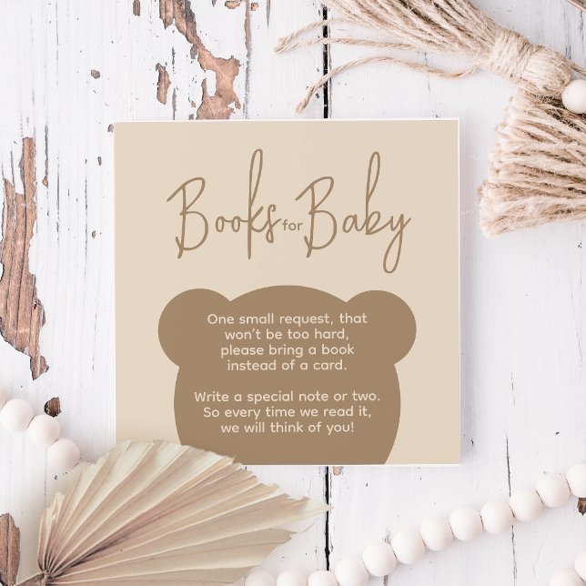 Minimalist simple bear Baby Shower Book request  Enclosure Card (Creator Uploaded)