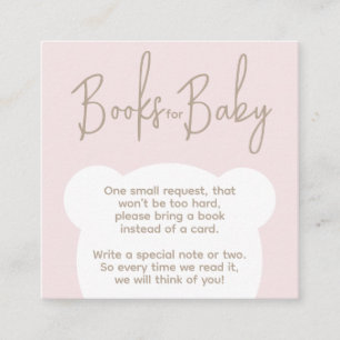 Minimalist simple bear Baby Shower Book request  Enclosure Card
