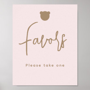 Minimalist simple Bear Baby Shower Favours  Poster