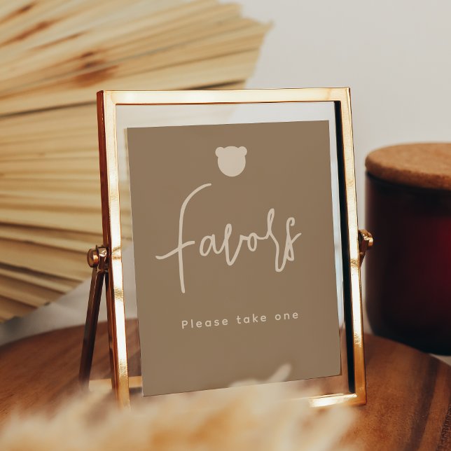 Minimalist simple Bear Baby Shower Favours Poster (Creator Uploaded)