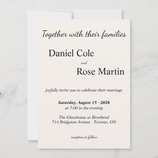 Minimalist Simple Beige Wedding Invitation (Front)