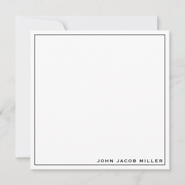 Minimalist Simple Black Square Border Note Card (Front)